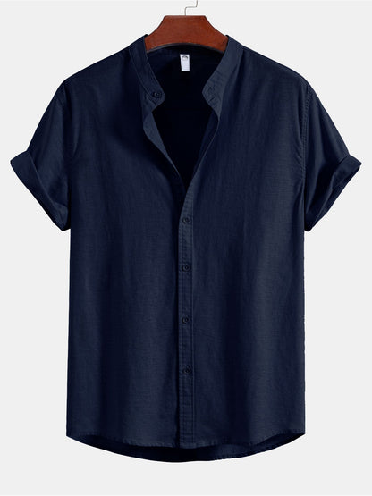 Stand Collar Linen Shirt