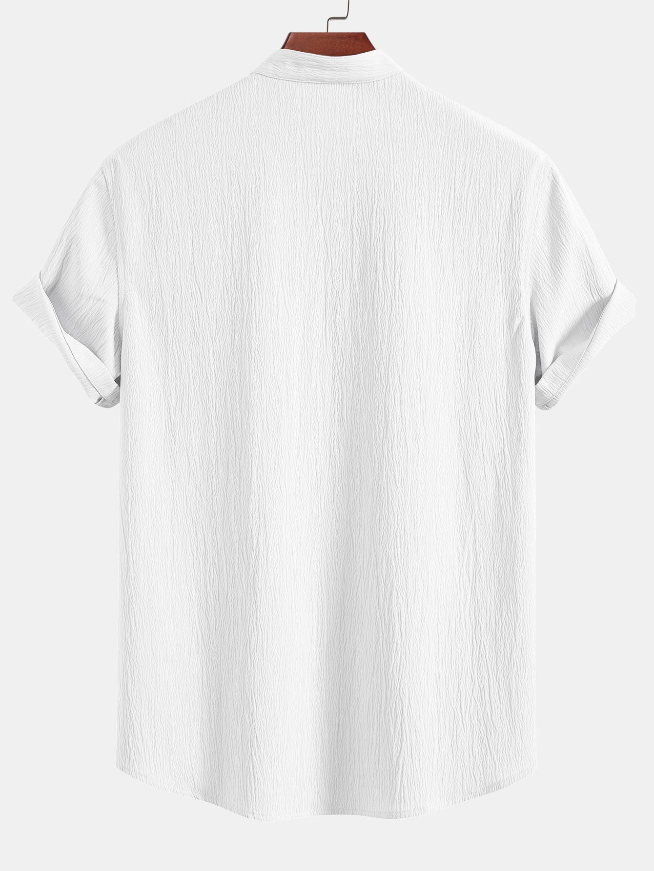 Crinkled Textured V Neck Shirt