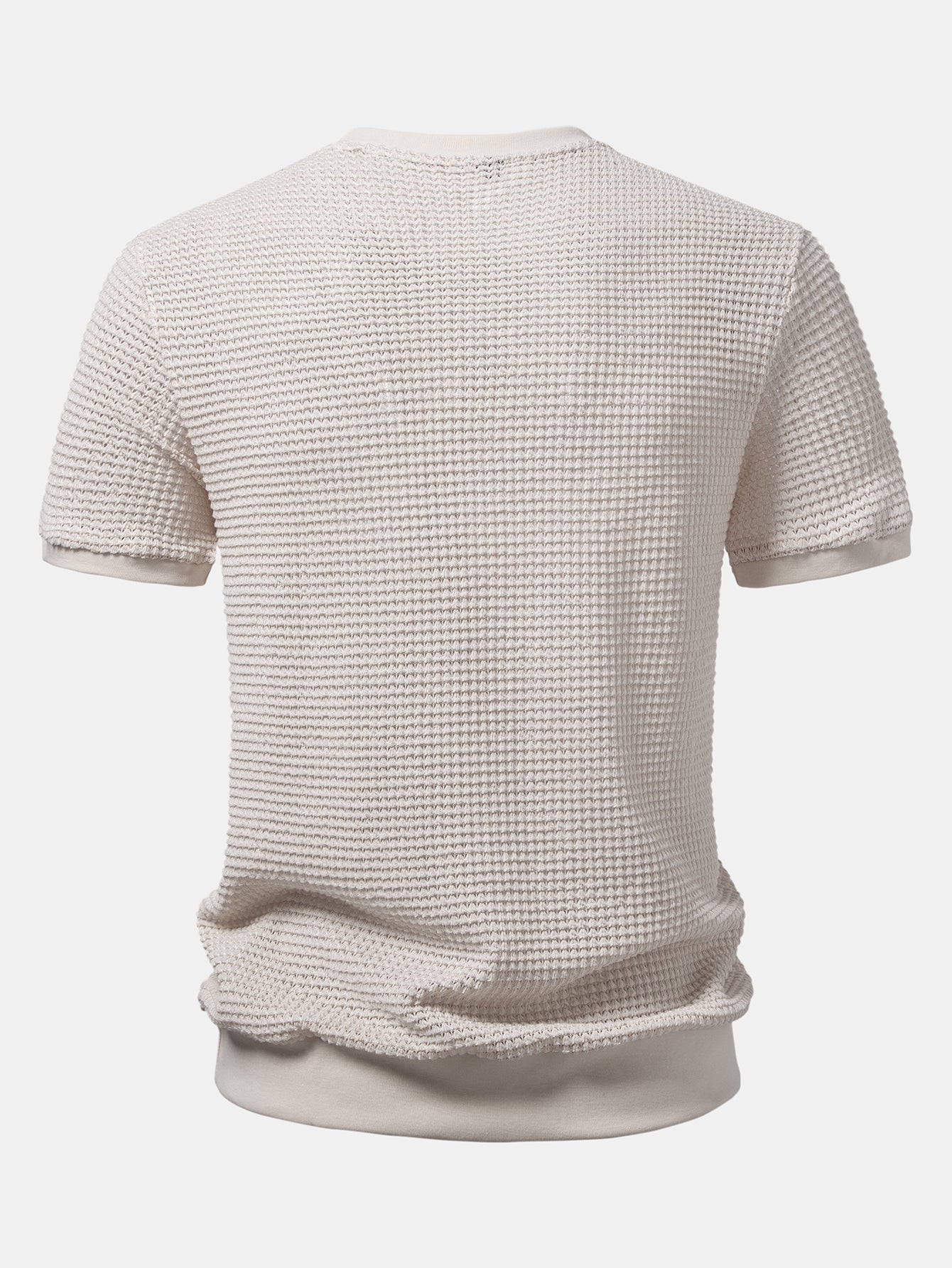 Short Sleeve Waffle Ribbed Hem T-Shirt