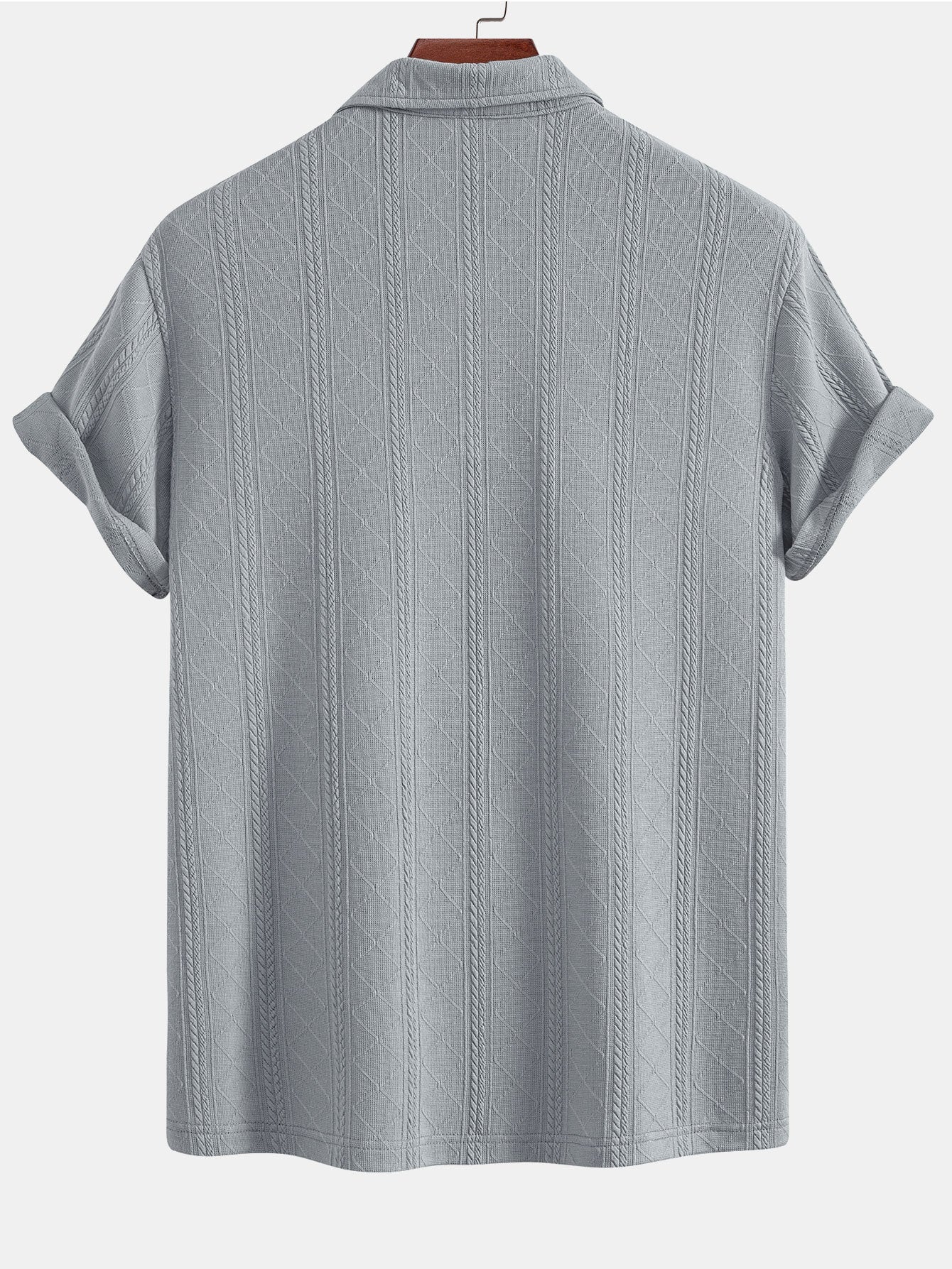 Rhombus Geometric Texture Knit Polo Shirt