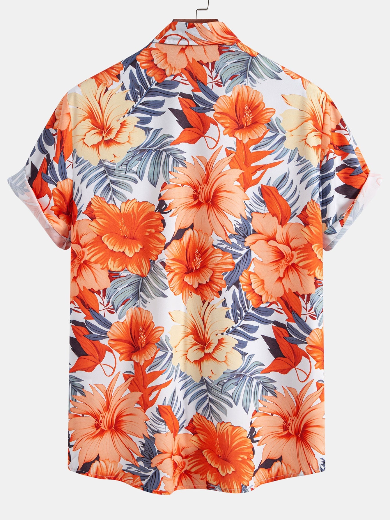Tropical Flowers Print Button Up Shirt