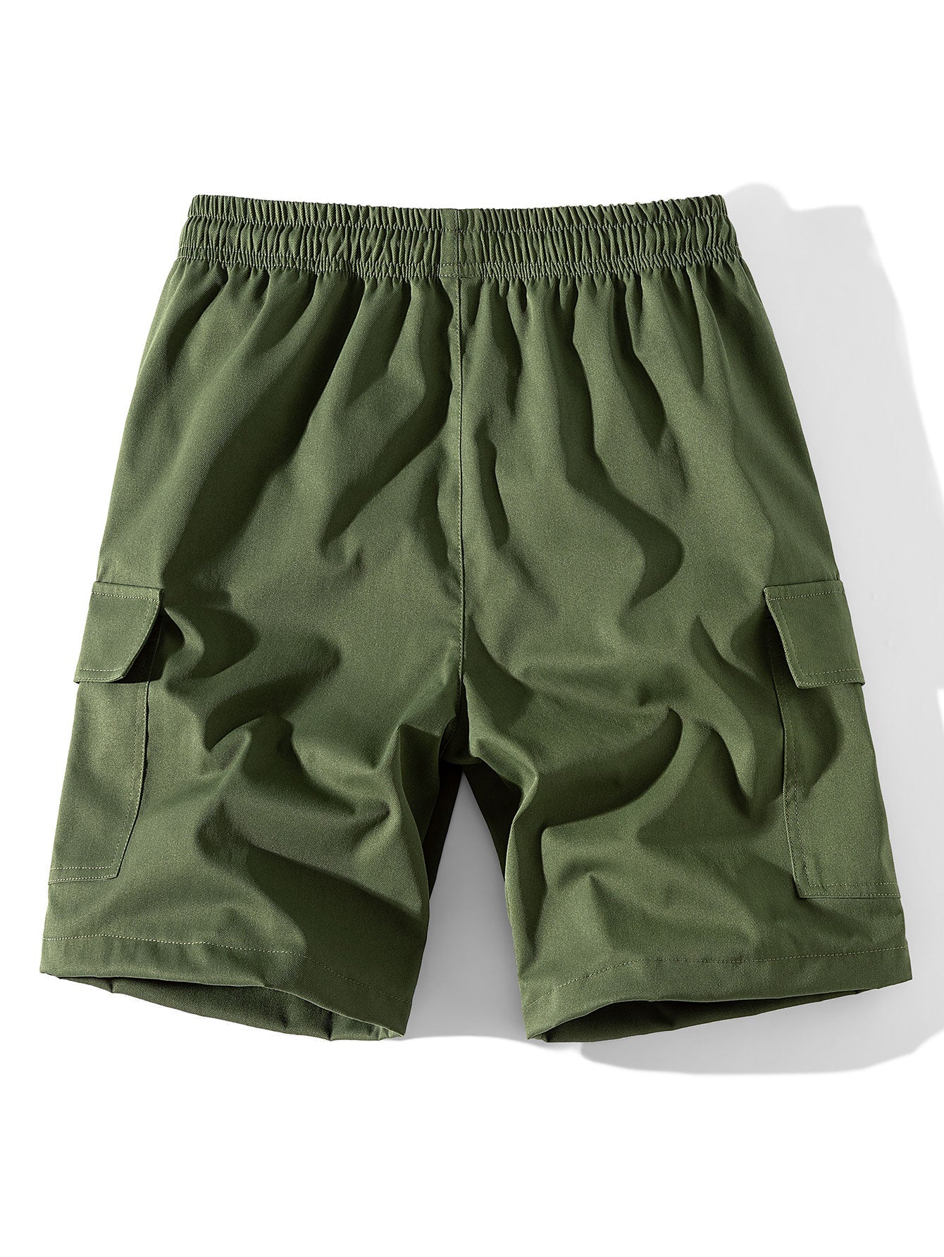 3 Pieces Solid Color Cargo Drawstring Shorts