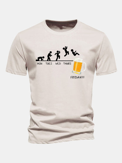 Regular Fit Beer Weekly Evolution Print Cotton T-Shirt