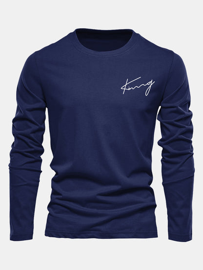 Long Sleeve King Print Cotton T-Shirt