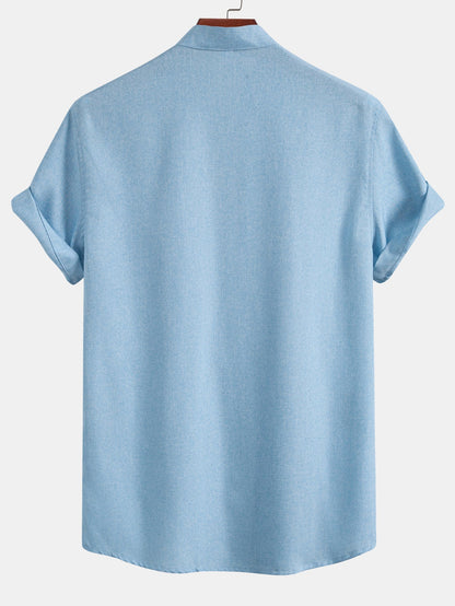 Contrast Pocket Stand Collar Shirt