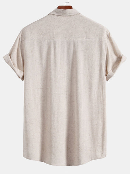 Linen Rayon Blend Pocket Utility Shirt