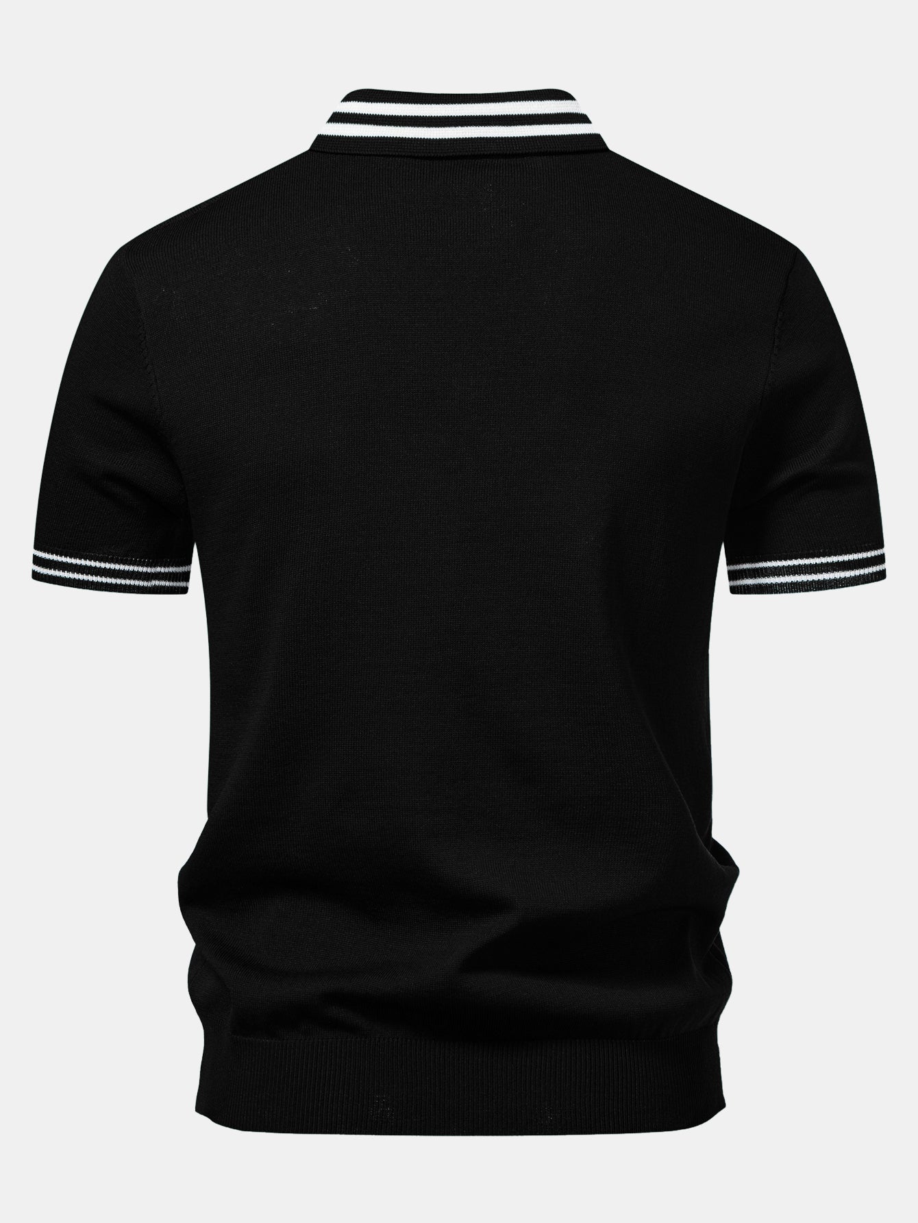 Contrast Trim Twisted Jacquard Knit Polo