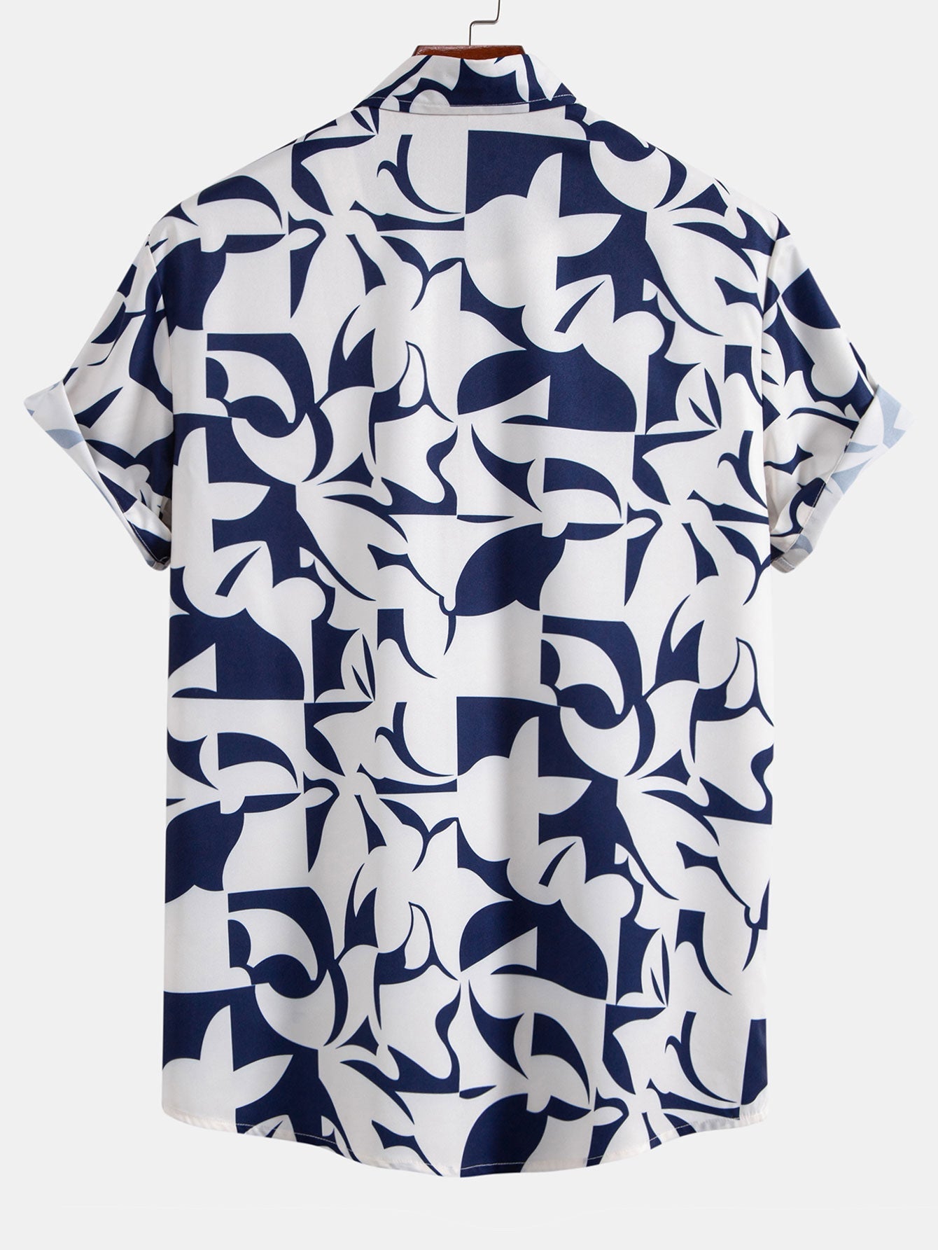Color Block Print Button Up Shirt