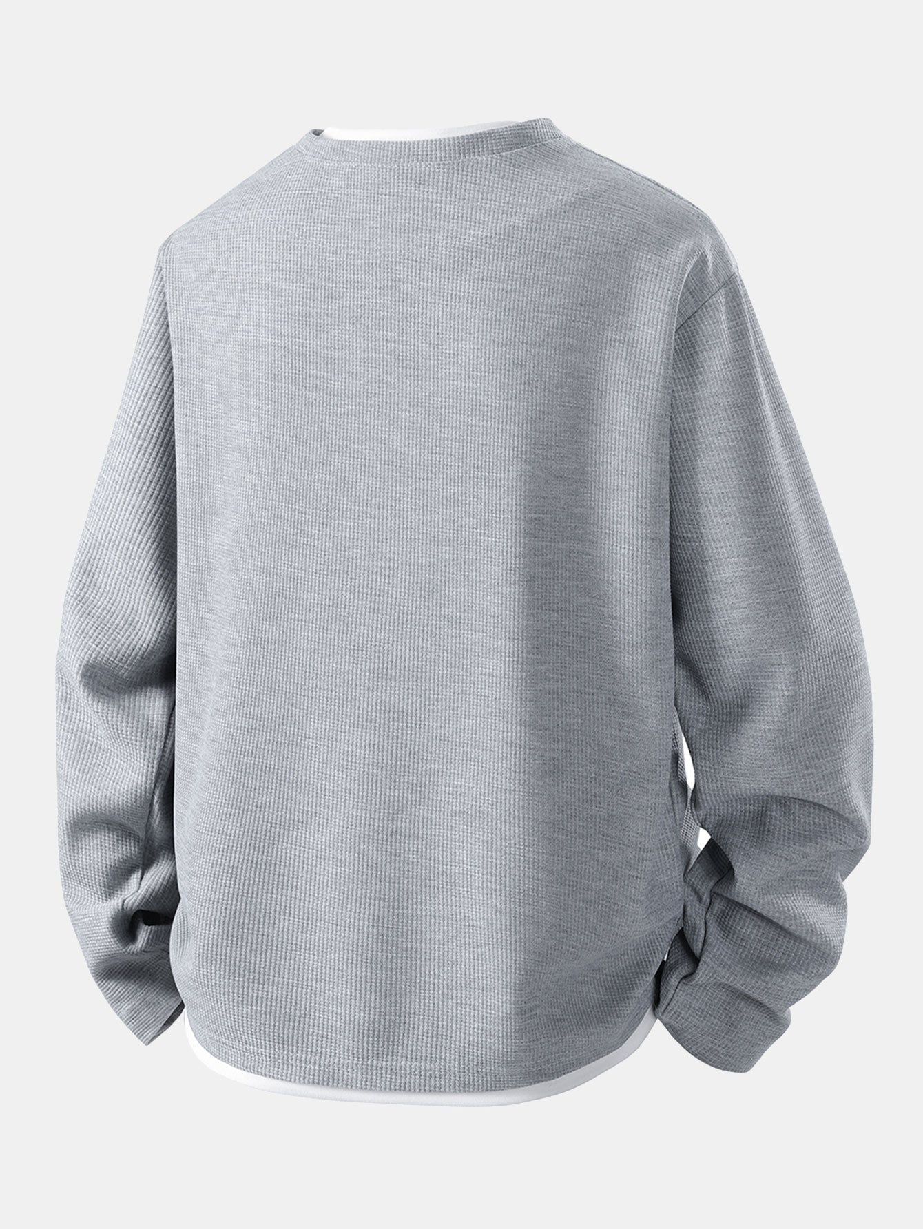 تي شيرت ويفل بأكمام طويلة وتصميم مريح 2 في 1