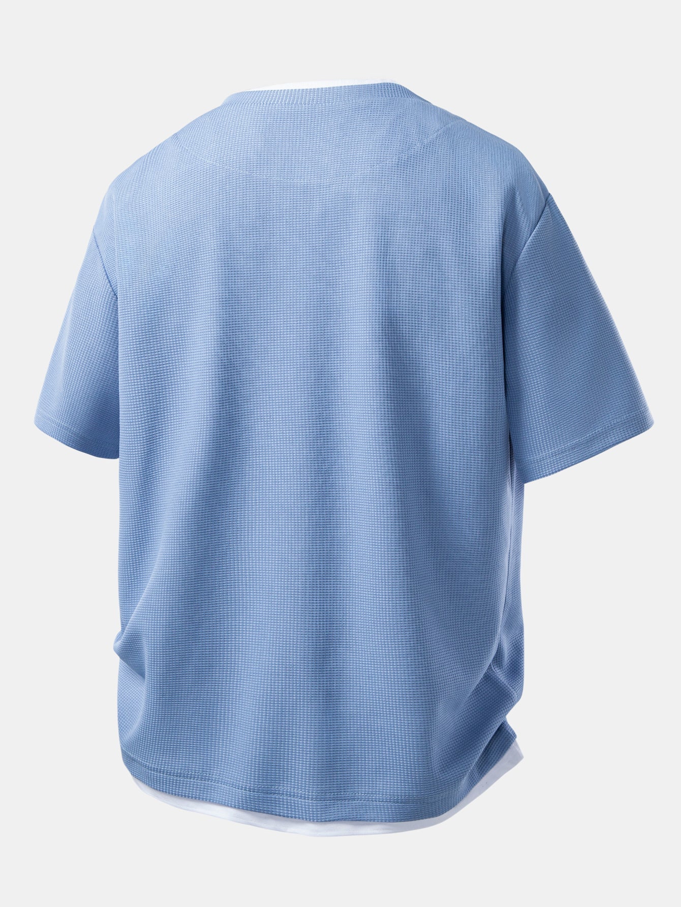 Relax Fit 2 In 1 Notched Collar Waffle T-Shirt