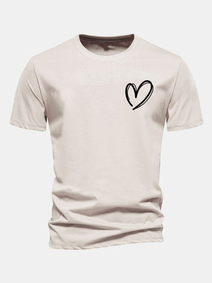 Regular Fit Heart Print Cotton T-Shirt