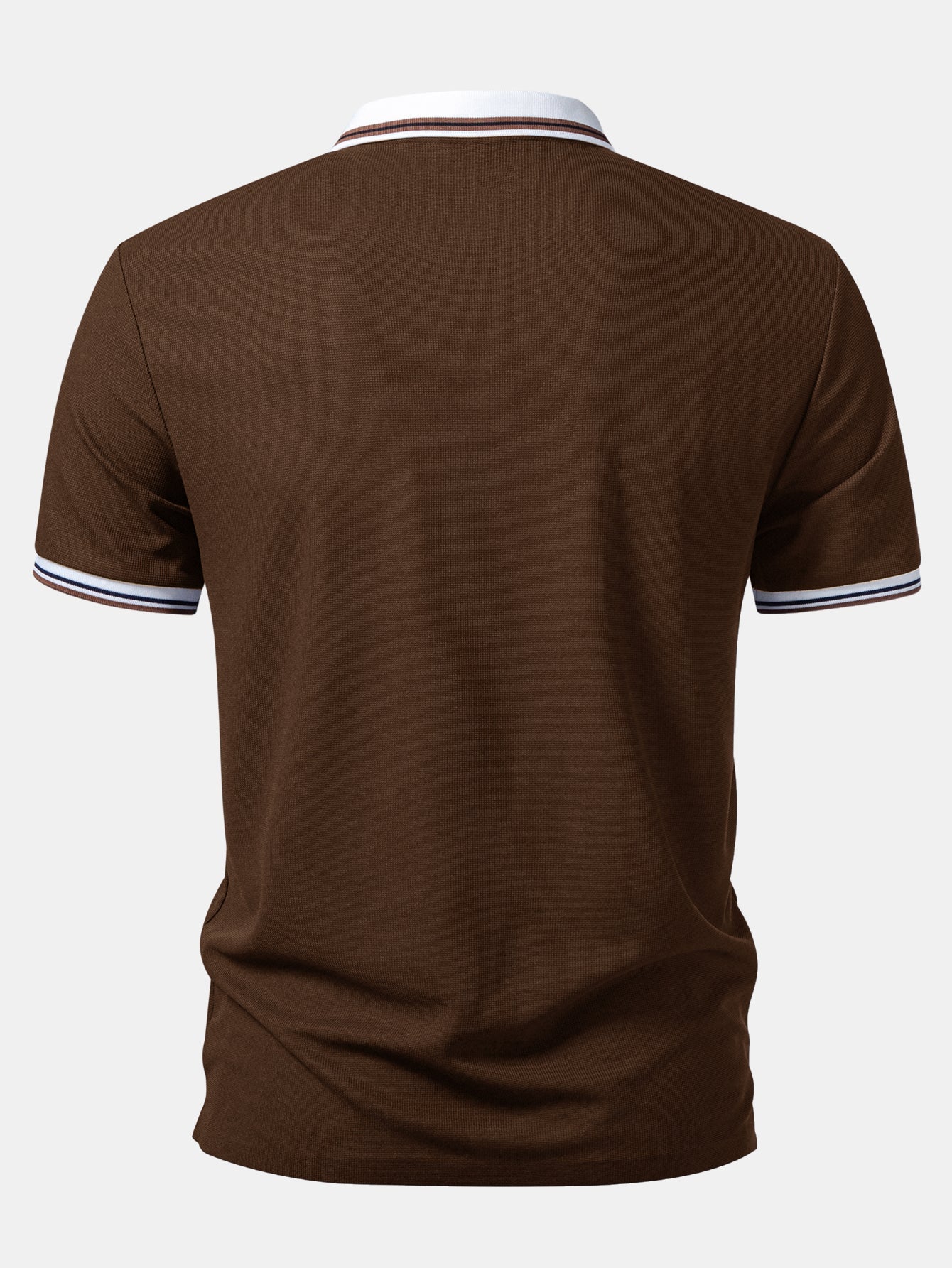 Contrast Trim Waffle Johnny Collar Polo
