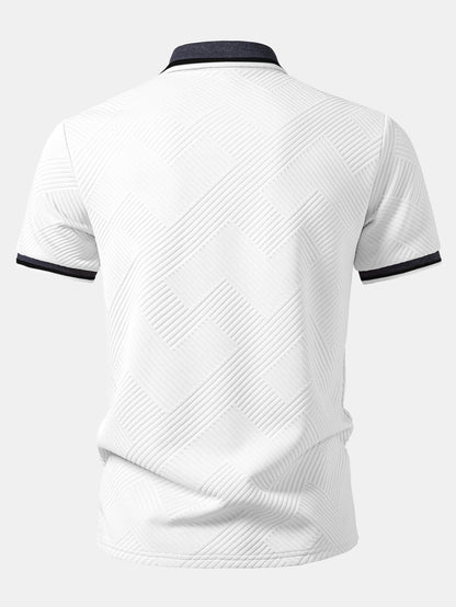 Contrast Trim Stripe Jacquard Polo