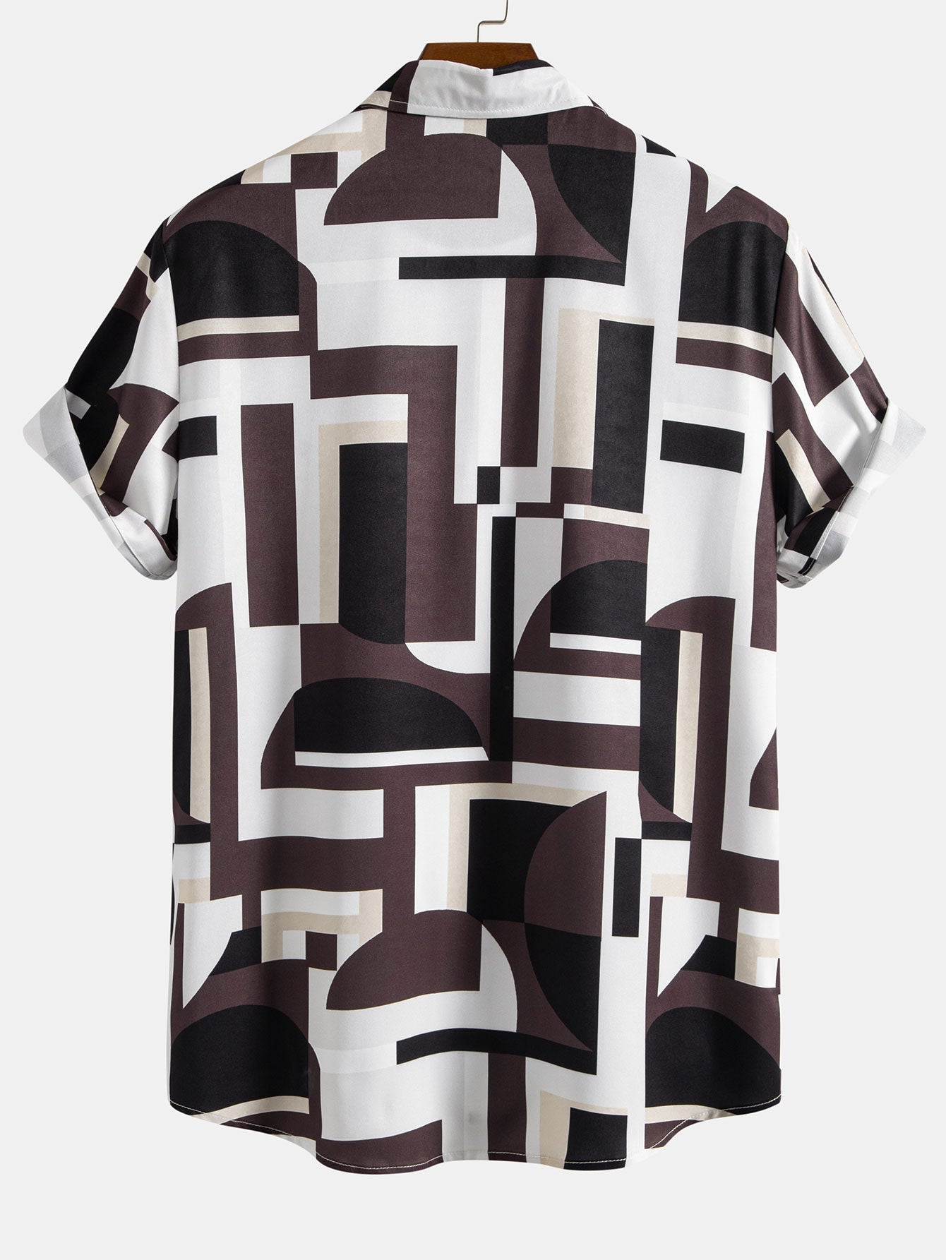 Geometry Colorblock Print Button Up Shirt