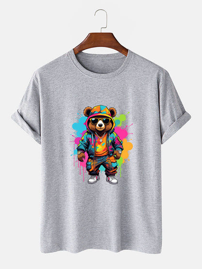 Splash Colorful Bear Print T-Shirt