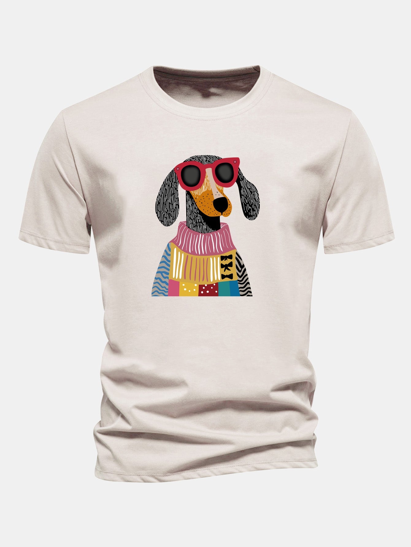 Regular Fit Sweater Dog Print Cotton T-Shirt