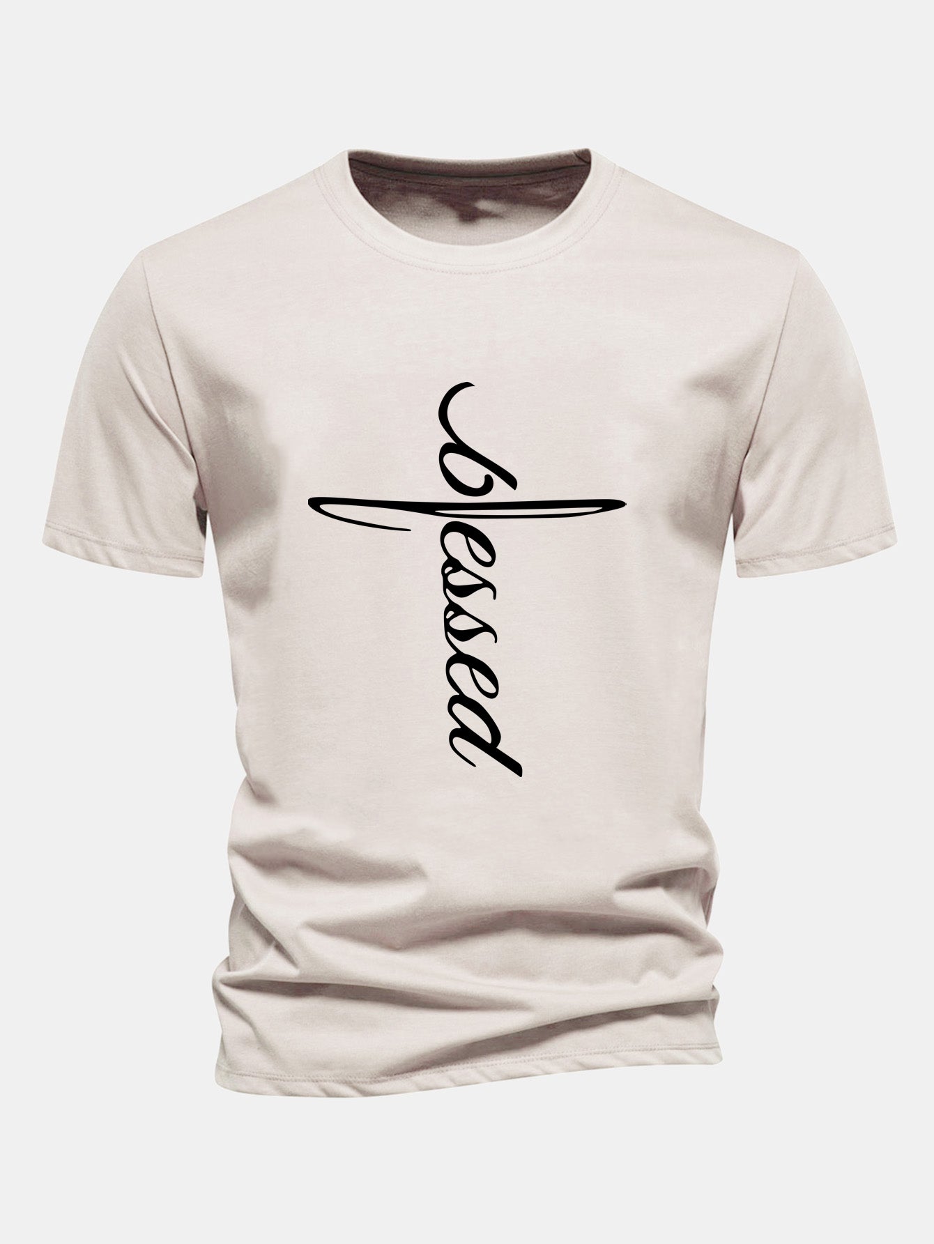 Regular Fit Blessed Print Cotton T-Shirt