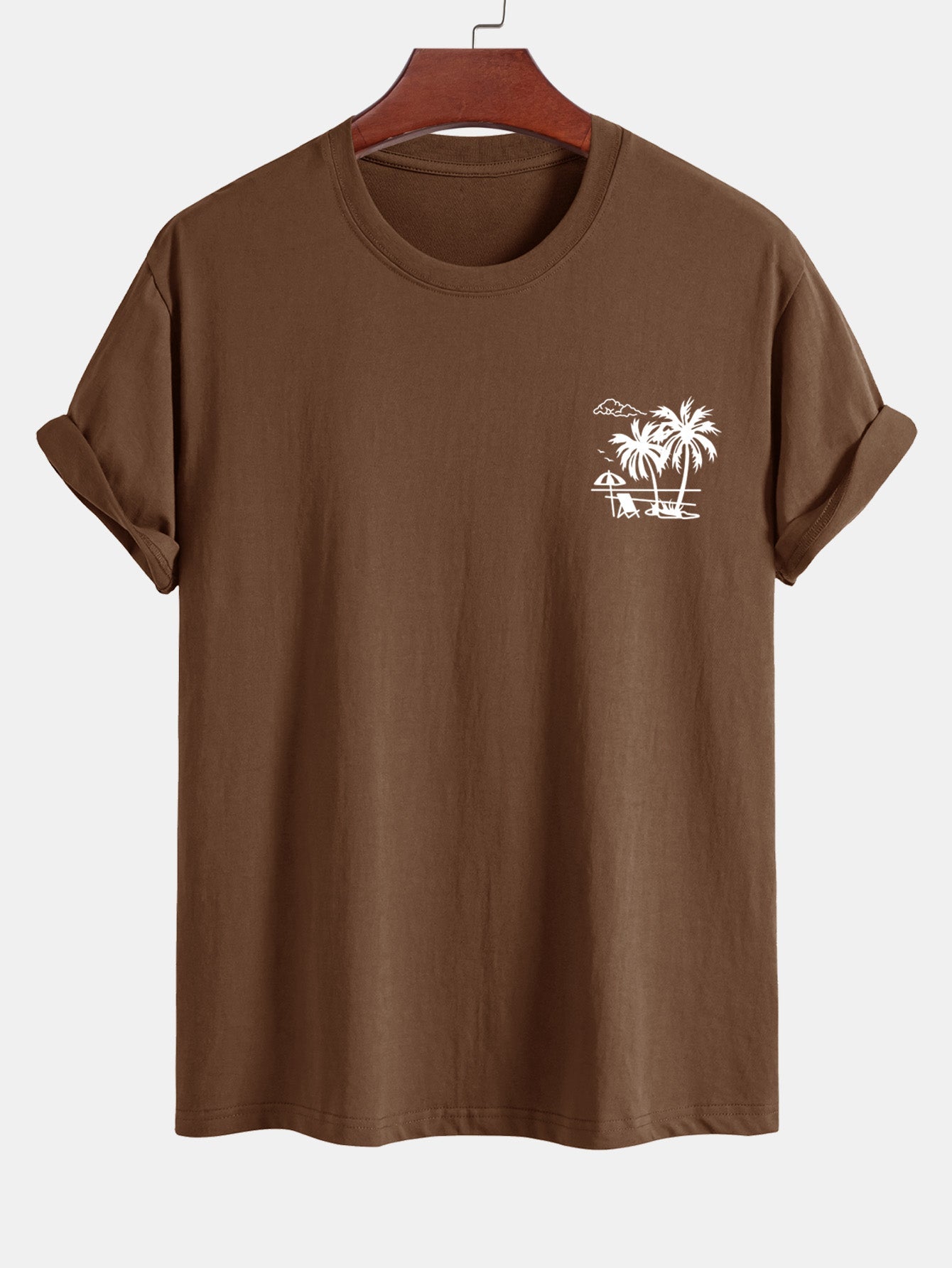 Regular Fit Palm Tree Print Cotton T-Shirt