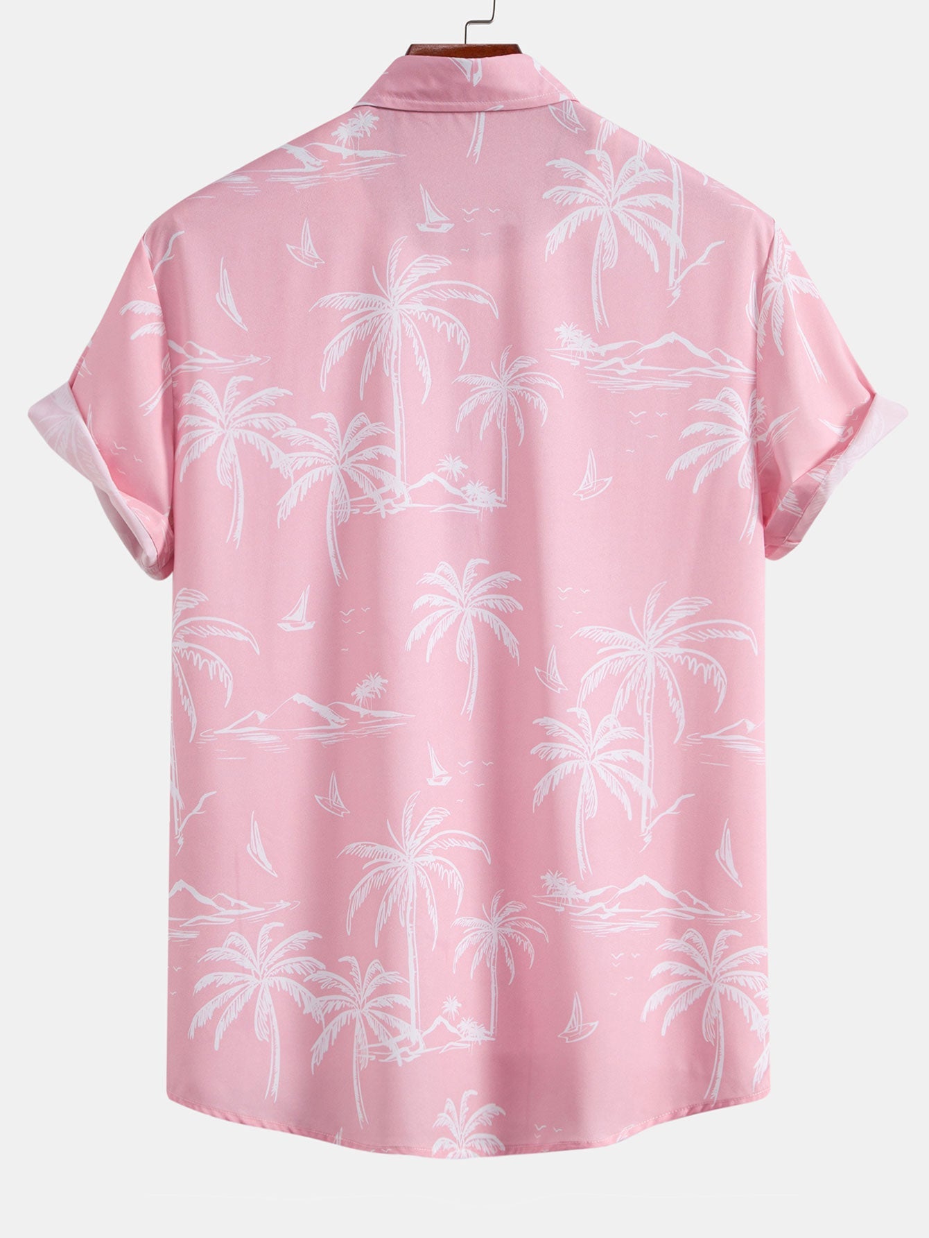 Palm Tree Island Print Button Up Shirt