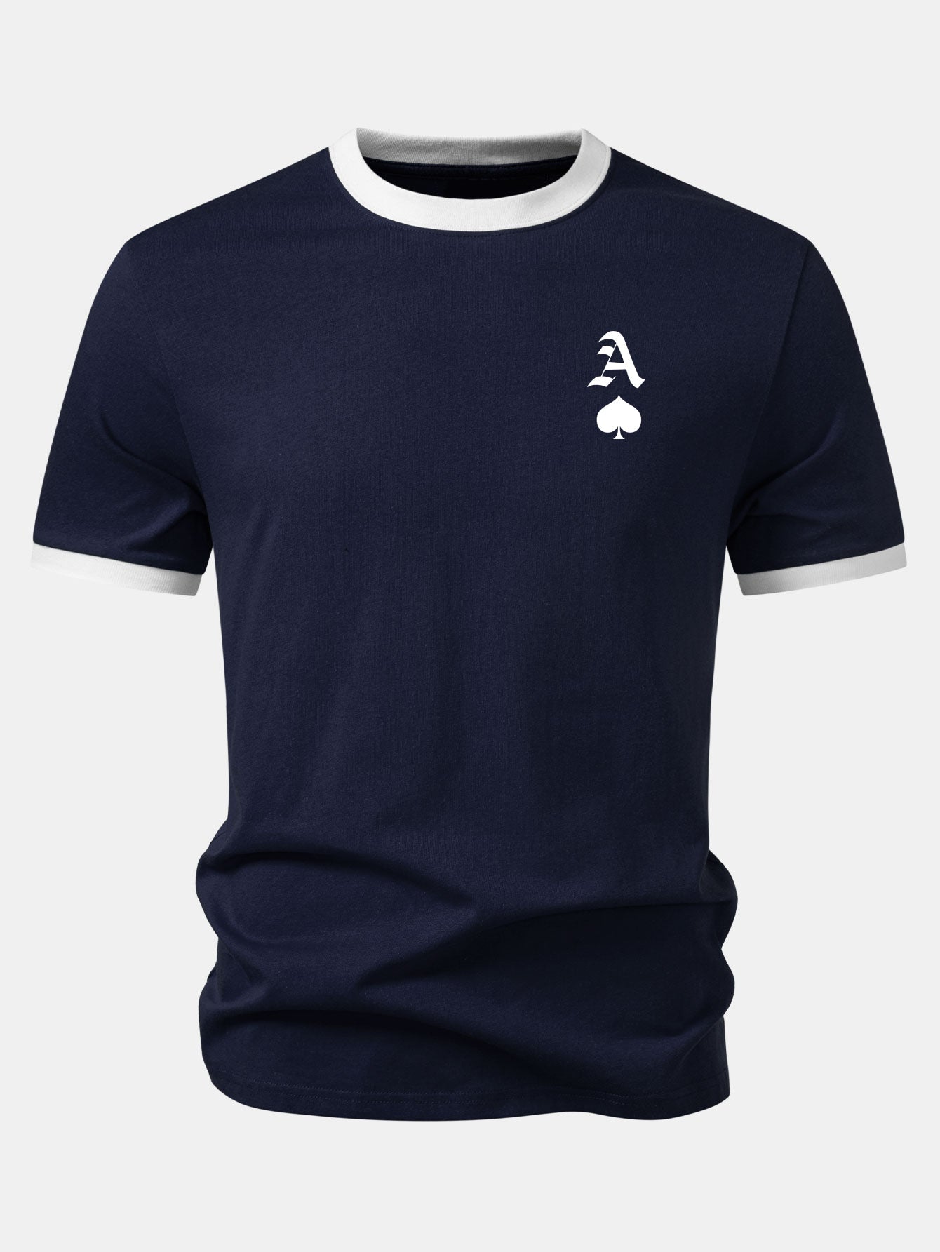 Ace Of Spades Print Contrast Ringer T-Shirt