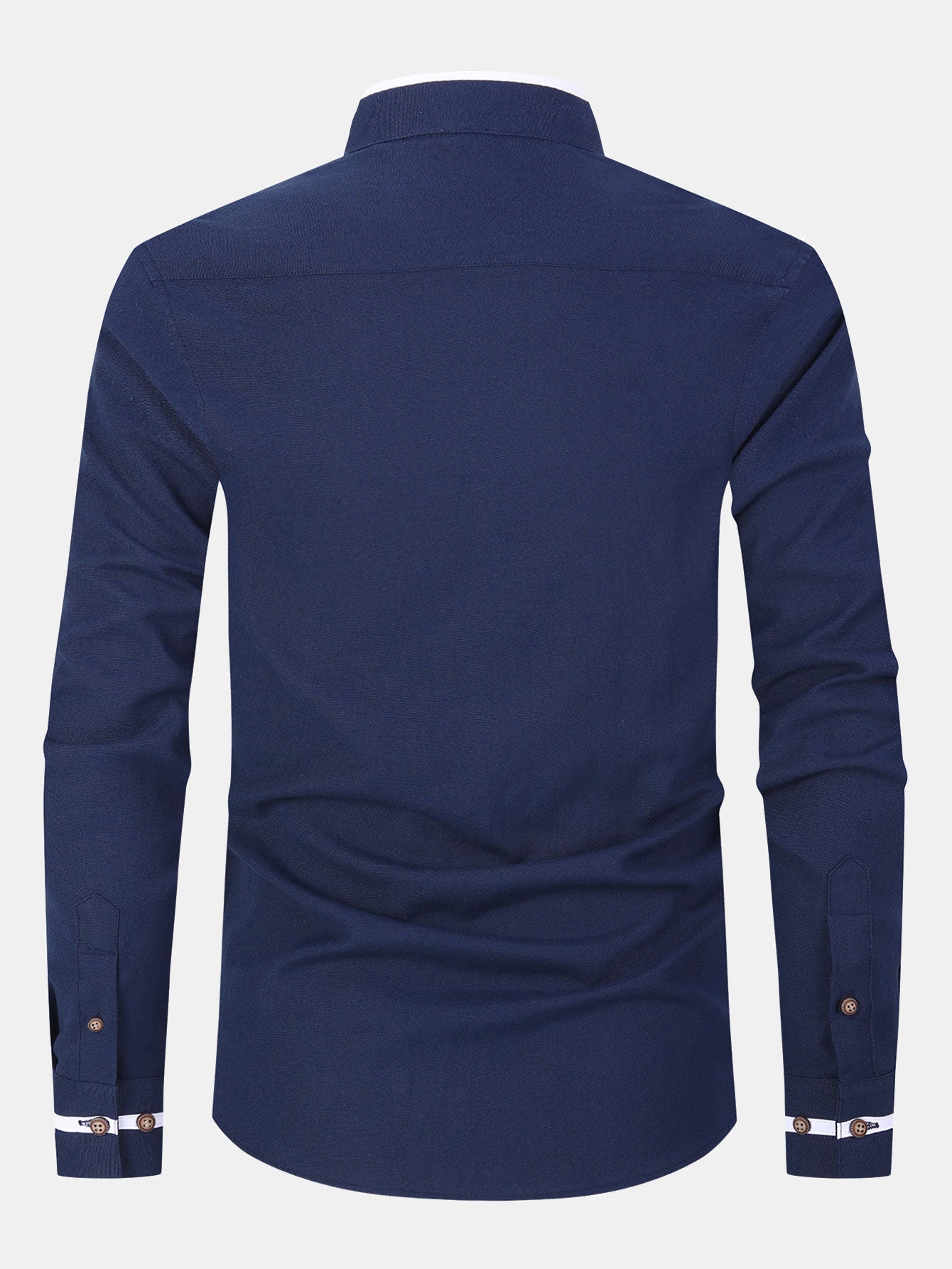 Long Sleeve Contrast Stand Collar Oxford Shirt