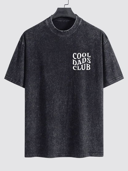 Cool Dads Club Print Washed Distressed Drop Shoulder T-Shirt