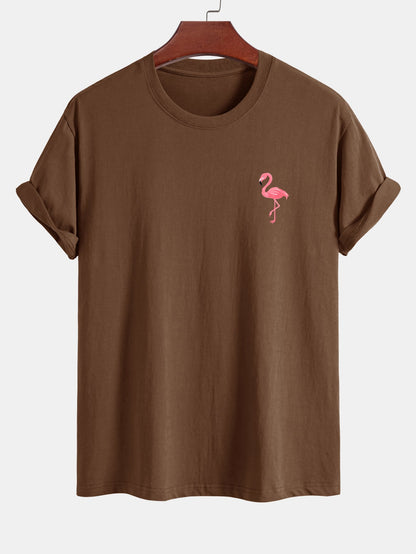 Regular Fit Flamingo Print Cotton T-Shirt