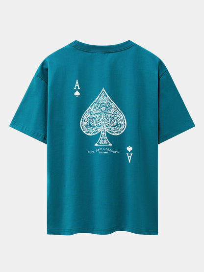 Ace Of Spades Print Drop Shoulder Oversize T-Shirt