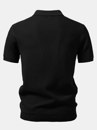 Stripe Johnny Collar Knit Polo