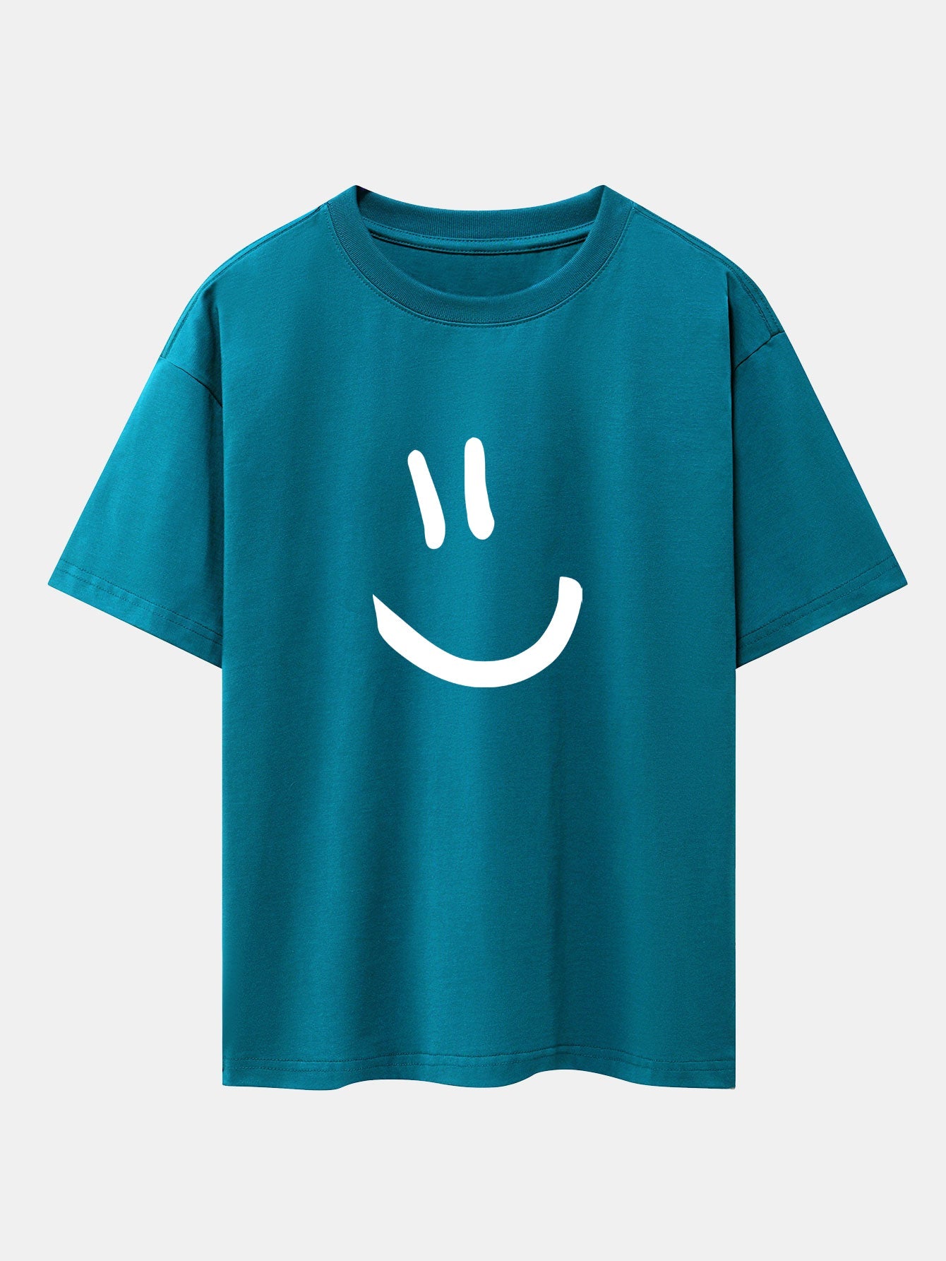 Smiley Face Print Drop Shoulder Oversize T-Shirt