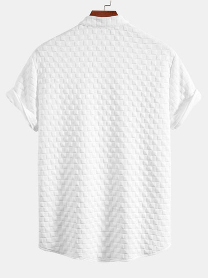Checkerboard Stand Collar Shirt