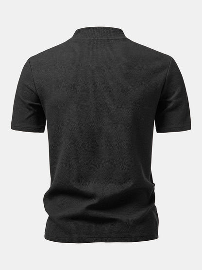 Ribbed Mock Neck T-Shirt