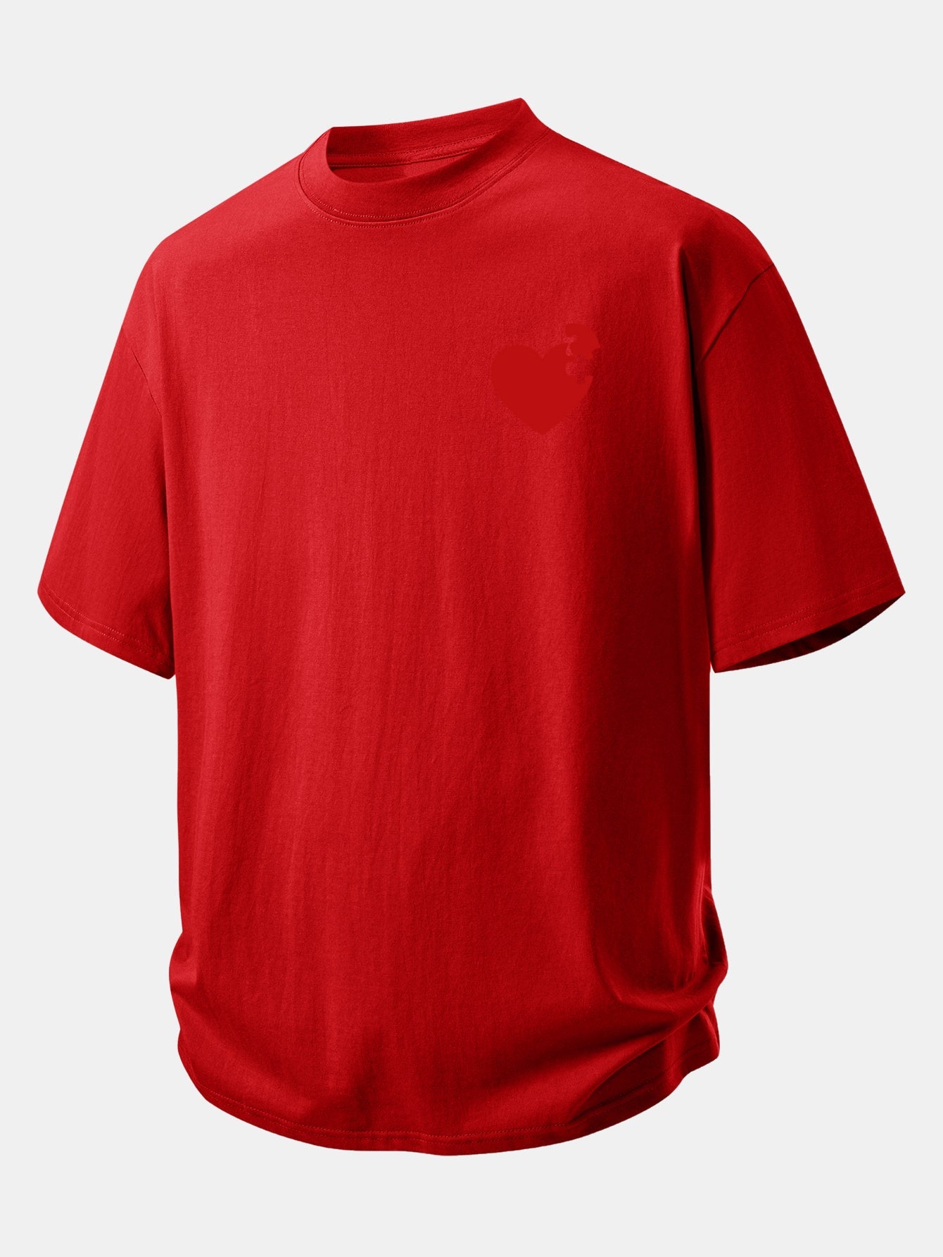 Relax Fit Heart Puzzle Print Cotton T-Shirt