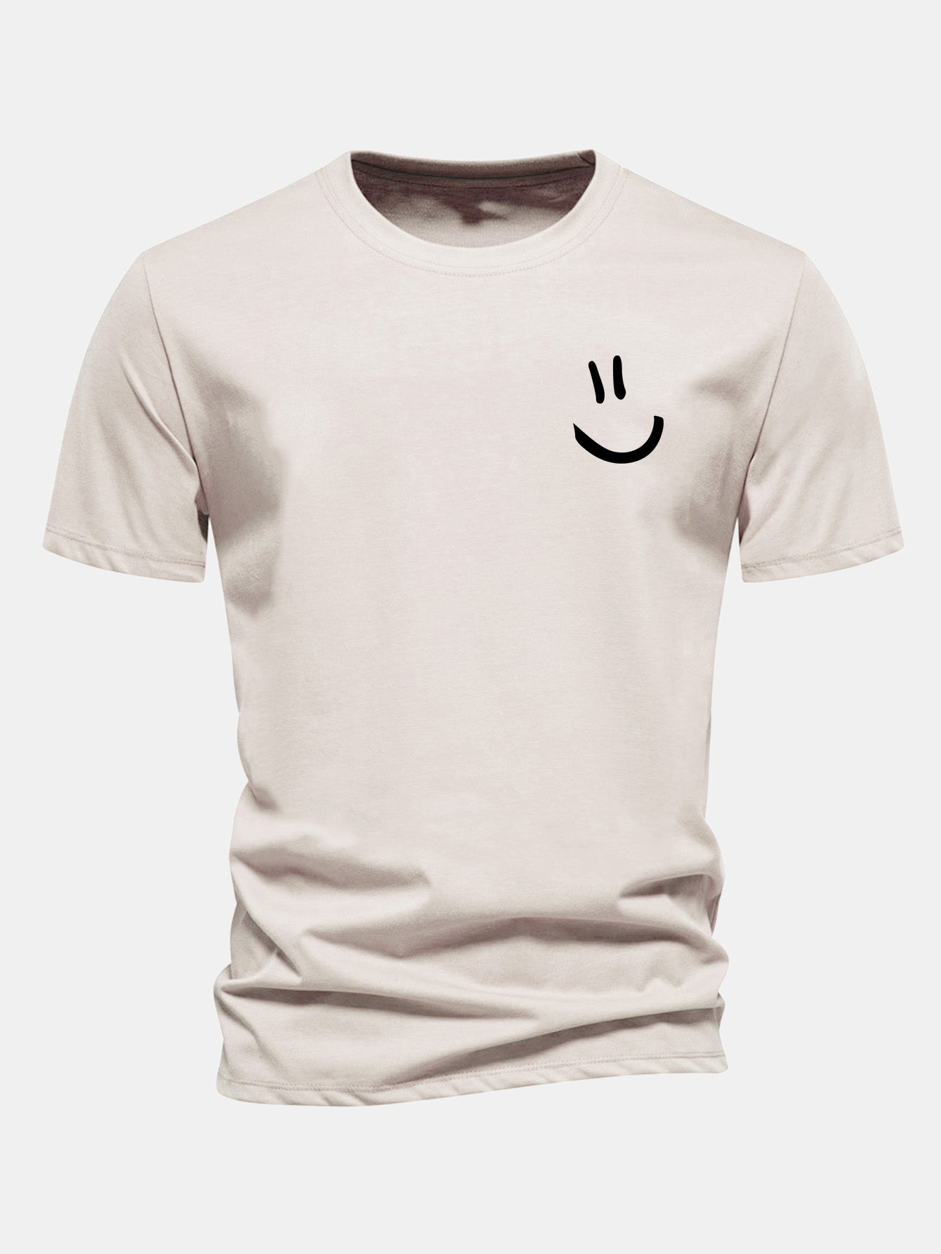 Regular Fit Smiley Face Print Cotton T-Shirt
