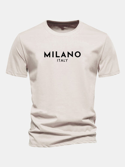 Regular Fit Milano Italy Print Cotton T-Shirt