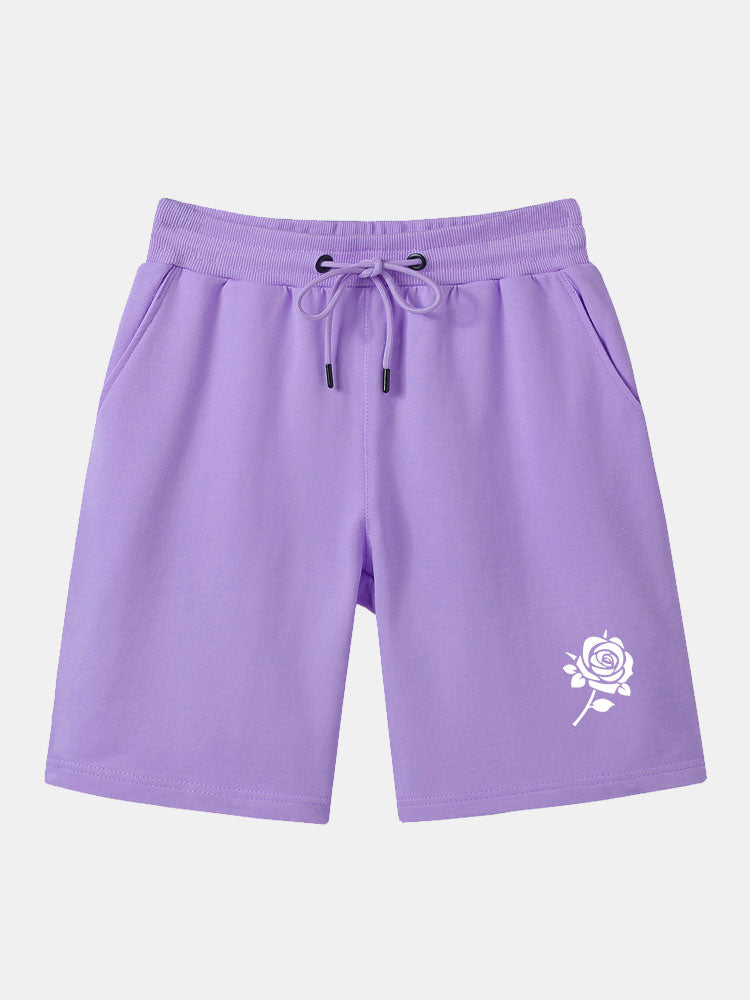 Rose Print Mid Length Shorts