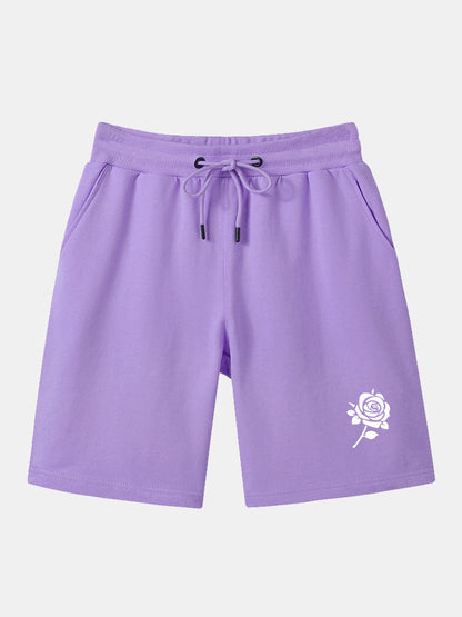 Rose Print Mid Length Shorts