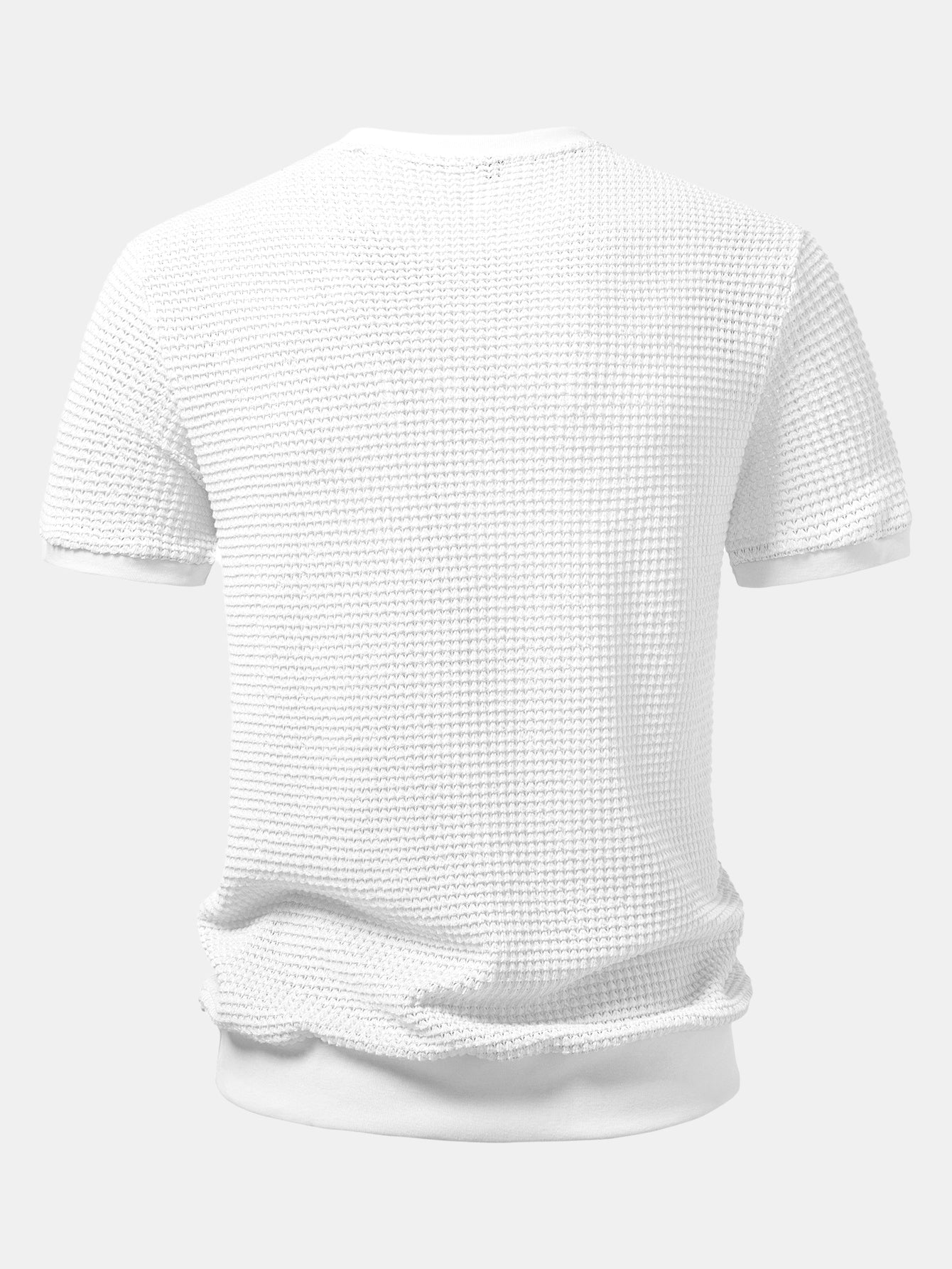 Short Sleeve Waffle Ribbed Hem T-Shirt