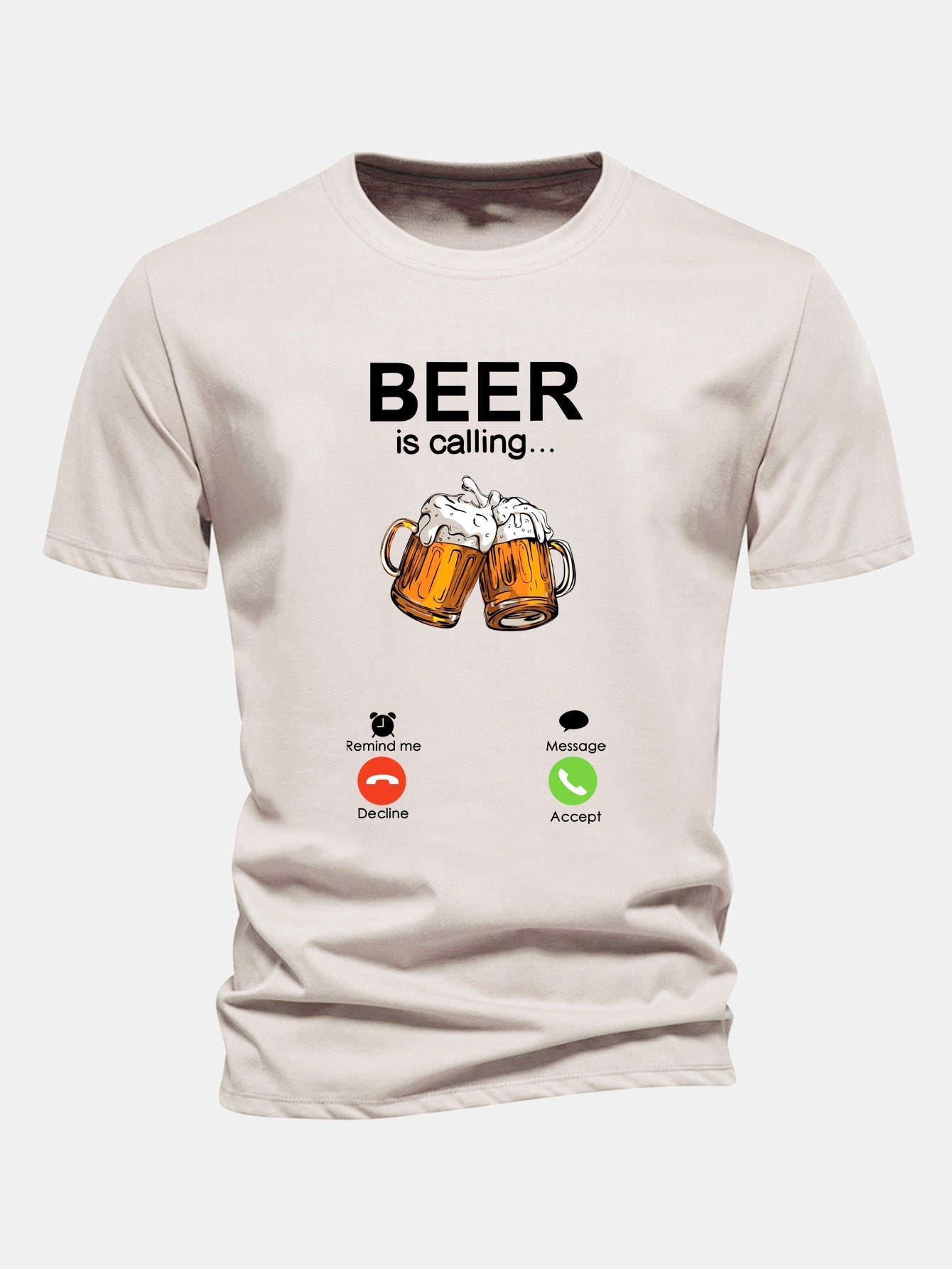 Regular Fit Beer Is Calling Print Cotton T-Shirt