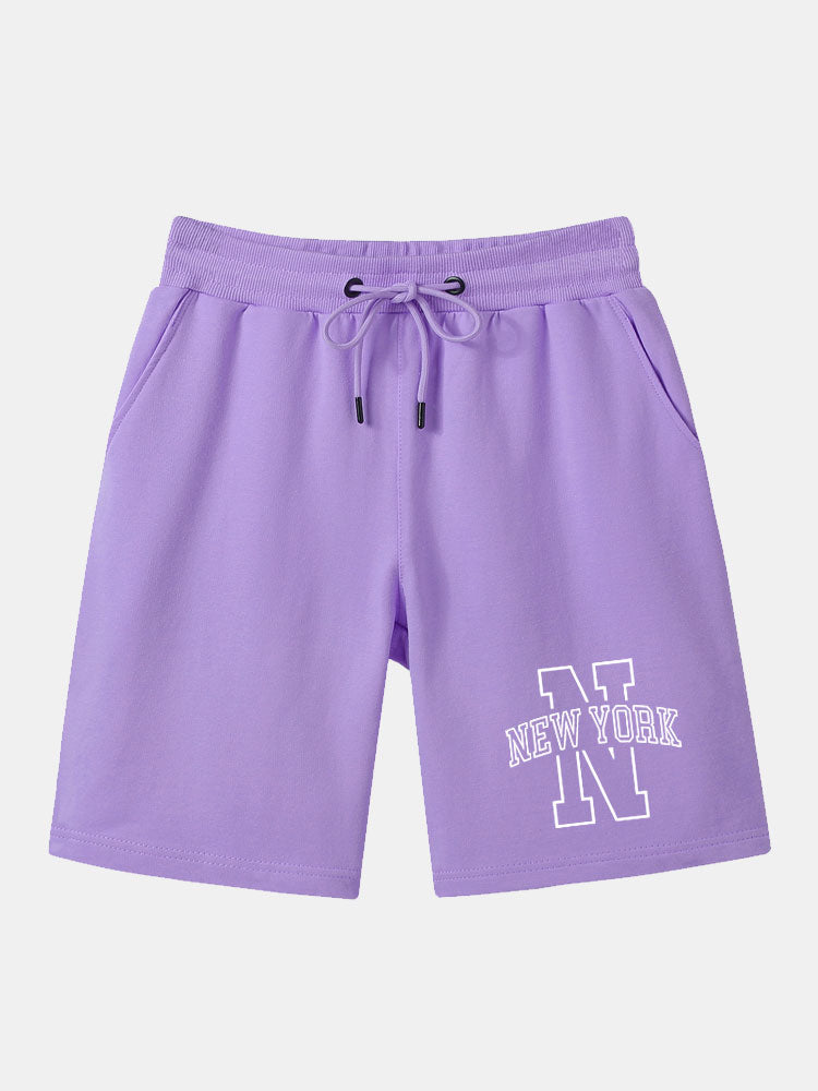 New York Print Mid Length Shorts