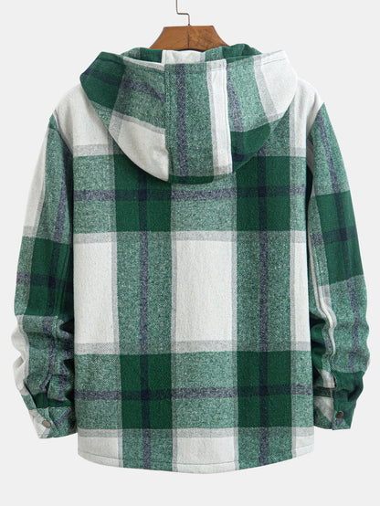 Teddy Lined Flannel Plaid Hooded Shirt