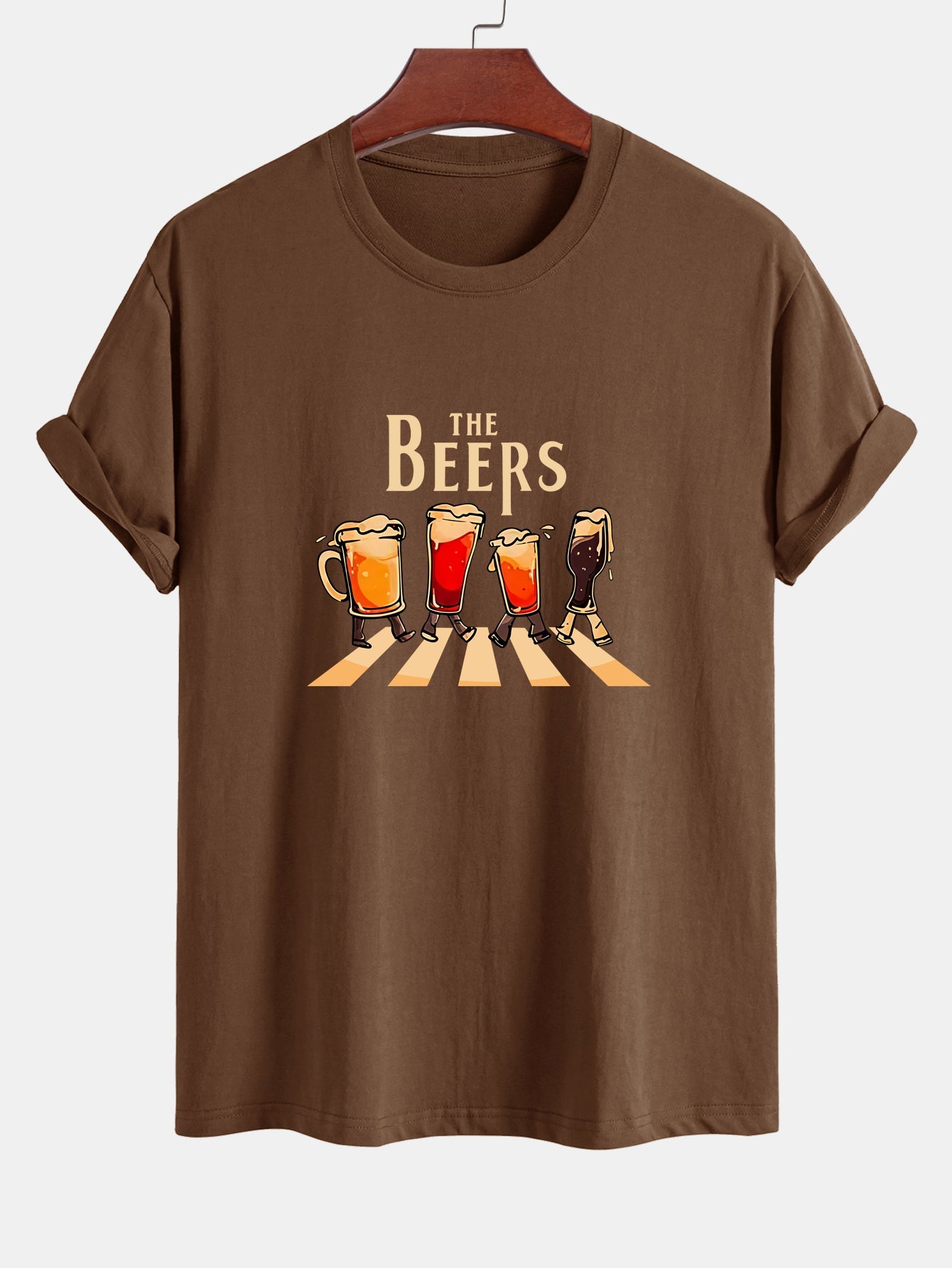 Regular Fit Beer Print Cotton T-Shirt