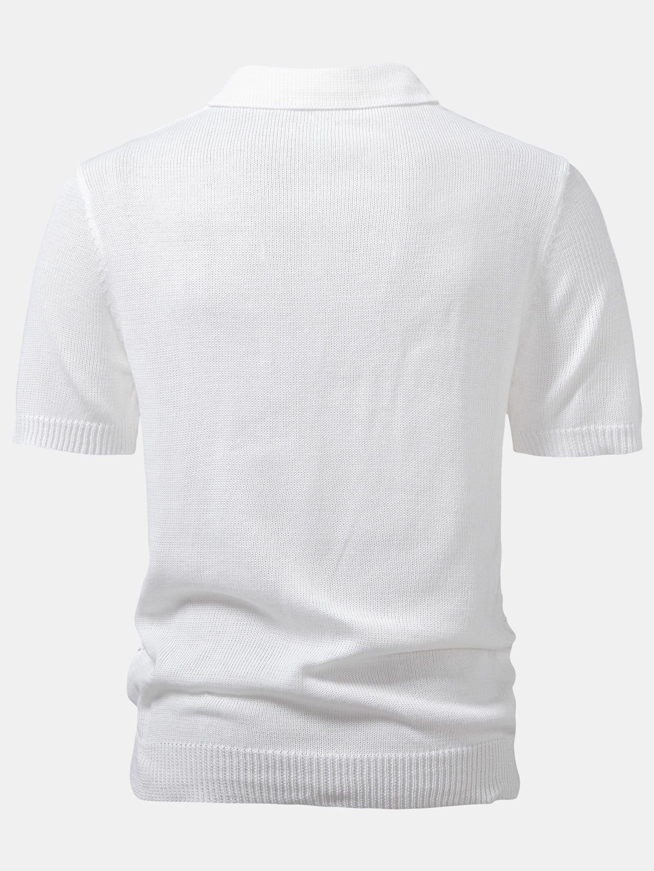 Geometric Crochet V Neck Polo Shirt