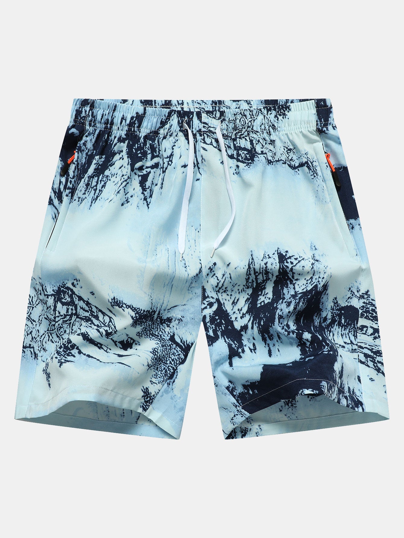 Ink Print Zipper Pocket Shorts