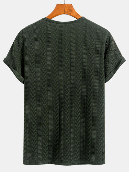 Short Sleeve Jacquard Half Open Collar T-Shirt