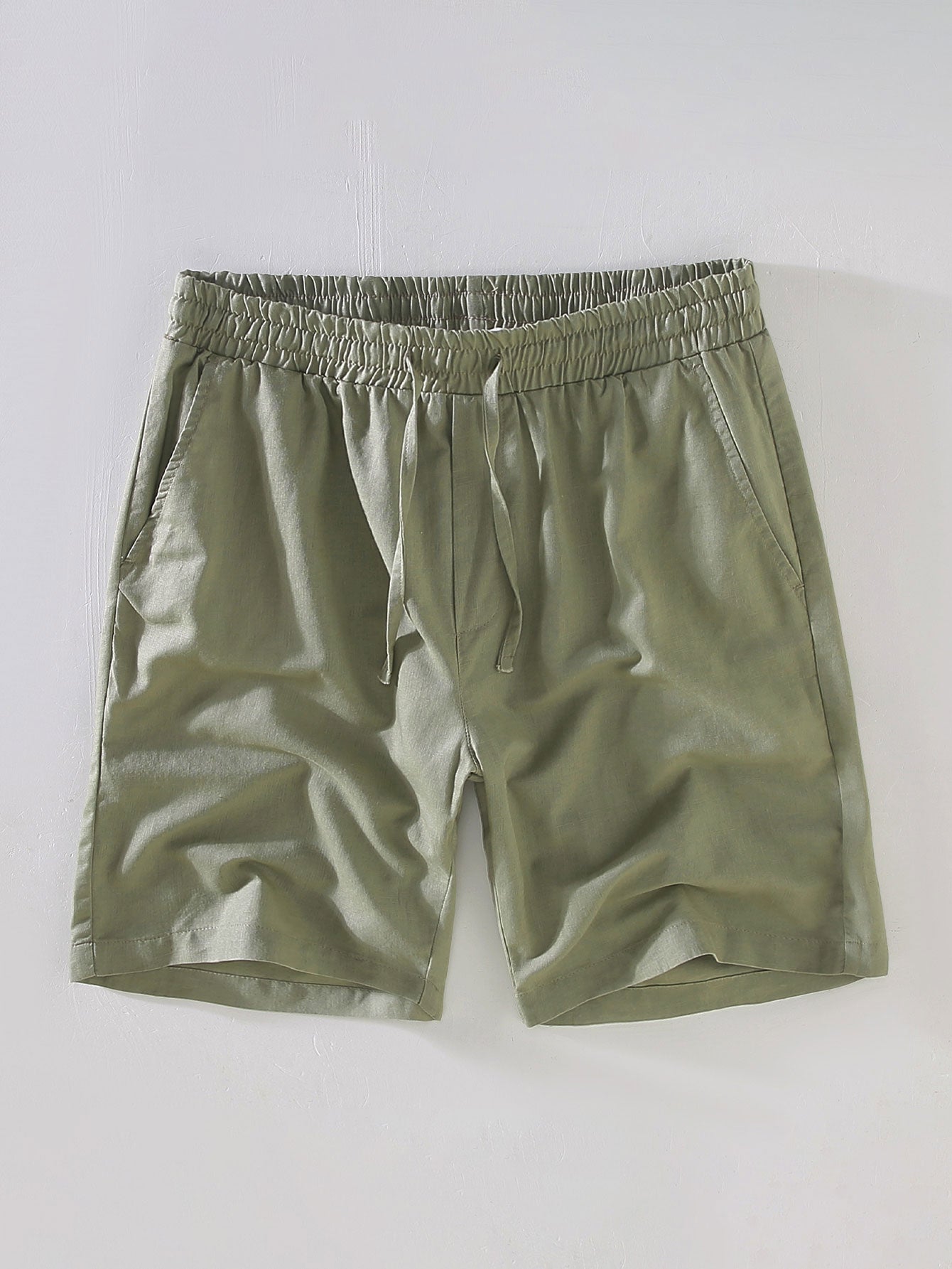 Linen Cotton Blend Drawstring Shorts