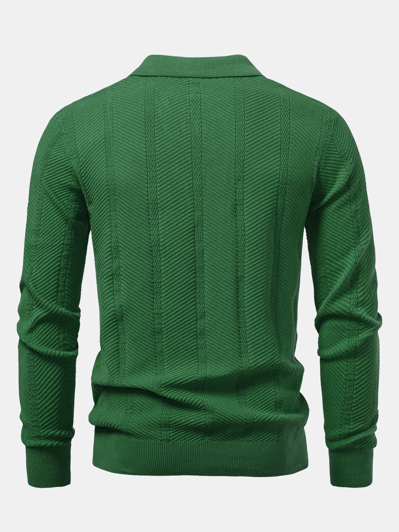 Long Sleeve Stripe V Neck Knit Polo Shirt