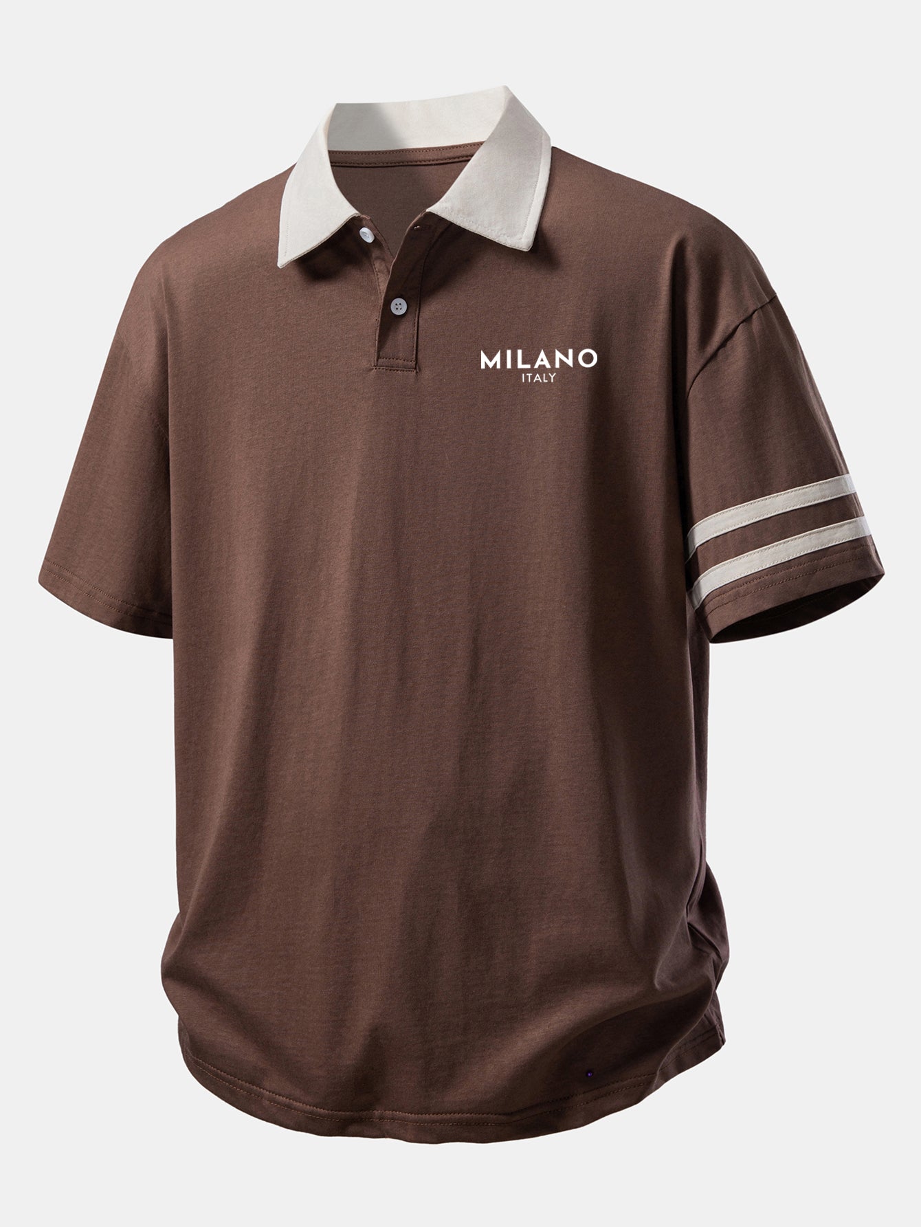 Relax Fit Milano Print Contrast Collar Polo Shirt