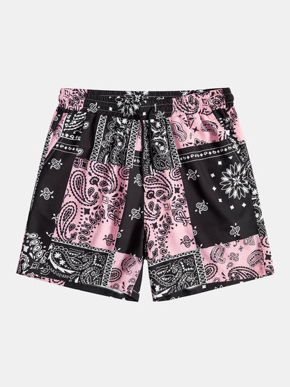 Paisley Print Drawstring Shorts #Random Pattern Design#
