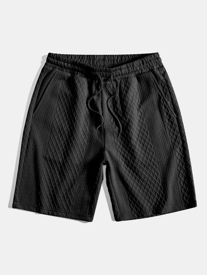 Diamond Geometric Jacquard Drawstring Shorts